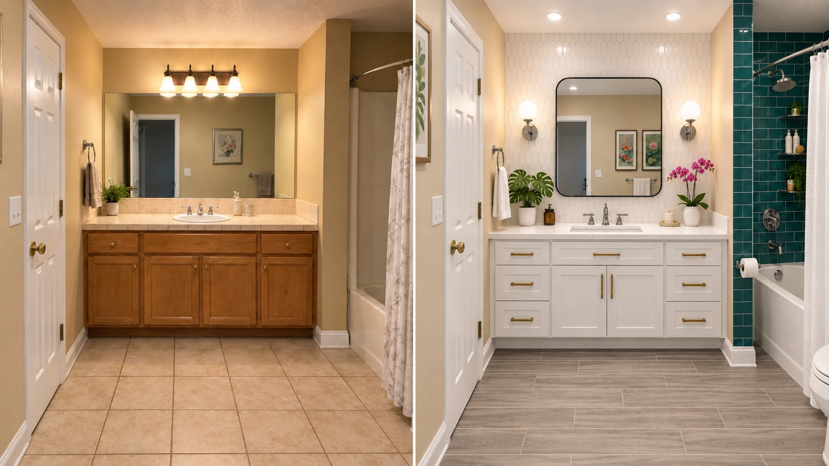 Master Bathroom Before and After Renovation Color Ideas